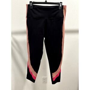 Calvin Klein Women's High-Rise Colorblocked 7/8 Leggings Black Pink Size Small